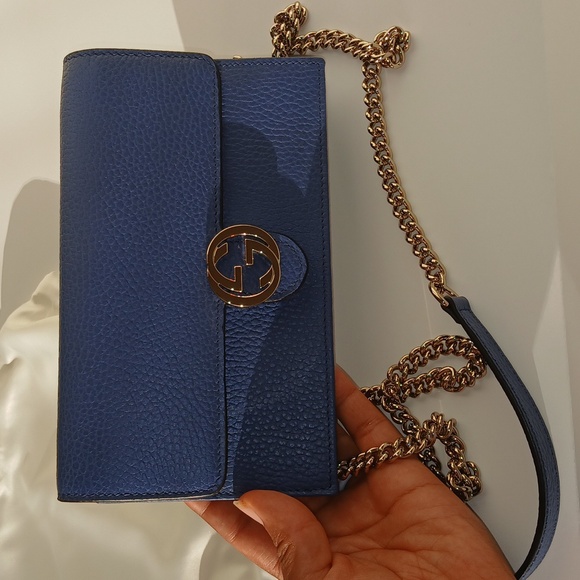 Gucci Caspian Blue Chain Wallet - Picture 1 of 11